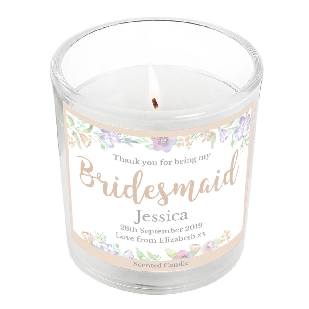 Personalised Bridesmaid Floral Watercolour Wedding Jar Candle £8.99